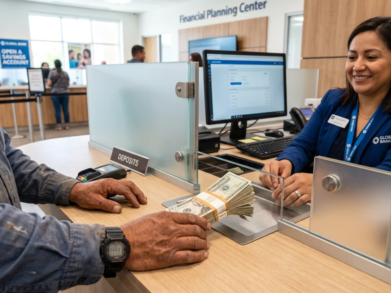 Comprador hispano revisando depósitos bancarios para comprar casa con ITIN ganando en efectivo
